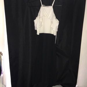 Elegant Black and White Midi Dress